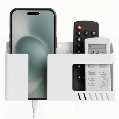 aflah Wall Mount Mobile Stand | Multifunctional with Remote & Key Hooks 1 Pics GR Max Mobile Holder