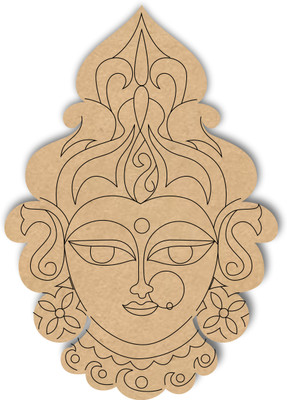 Nn Craft Pre-marked MDF Durga ji cutout for craft decor and DIY(8 inch X 8 inch, Brown)
