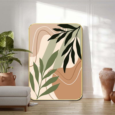 SAF PRINT Botanical Abstract Wall Art – Modern Leaf Design with Golden Frame(19.5 inch X 13.5 inch, Violet)