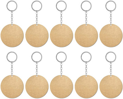 SWAGSTATION MDF Cutout for Art & Craft wid Smooth Surface for Resin & Mandala Art|10Pc Round Key Chain