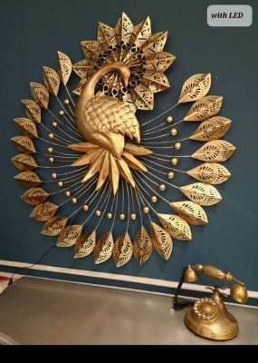 KARTGO Peacock Decorative Wall Art/Sculpture for Home Living Room(41 inch X 44 inch, Gold)