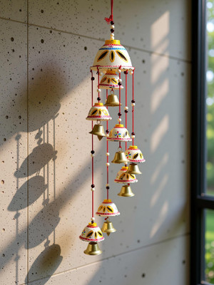 Newshivcollection Beautiful Handmade Rajasthani Door Hanging Decorative Showpiece Wind chimes(White)