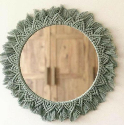 Wagon Macrame Mirror 2275-39(30 cm X 30 cm, Green)