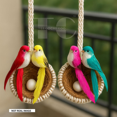 TEEOOCHEEOO NEW Handmade Artificial Bird Nest Wall Hanging Showpiece BEST DECORATION OPTION Pack of 2(Multicolor)