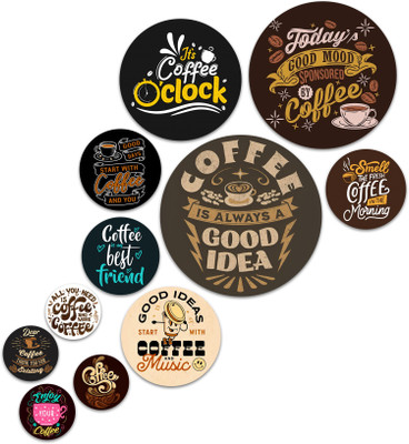 BookYourGift Good Ideas for coffee Wooden Wall Plates For Home Decor/ Pack Of 11 Pack of 11(4 cm X 20 cm, Brown)