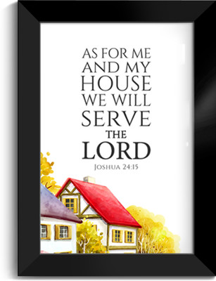 ELBEN CREATIVES As for me and my house, we will serve the Lord -Joshua 24:15 /Bible Verse Frame(42 cm X 30 cm, Red House (Medium))