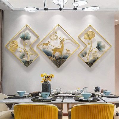 Zahara Metal Wall Art Set of 3 With Deer Wall Hanging For Home/Office/Living Room Pack of 3(14 inch X 2 inch, Multicolor)