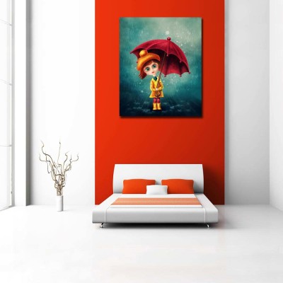 Artzfolio Girl With Umbrella Vinyl Wall Sticker 28 x 33.6 inch (71 x 85 cms)(33.6 inch X 28 inch, Multicolor)
