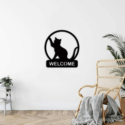 dbeautify Cat 'Welcome' Wall Art(Black)
