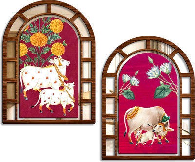Suveharts Wall Hanging Decorative Items | Bedroom Decoration | Jharokha Wall Decor-4 Pack of 2(39.3 cm X 29.5 cm, Red)