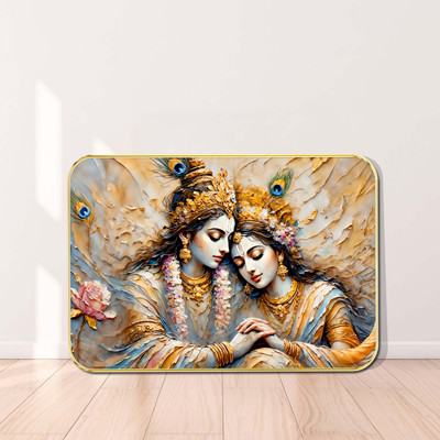 Aartify Radha Krishna Wall Decor | Divine Romantic Spiritual Painting & 3D Textured Digital Reprint 19.5 inch x 13.5 inch Painting(With Frame)