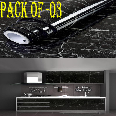 hias Foils Decorative Black Wallpaper(L x W: 60 cm x 200 cm, Pack of 3)