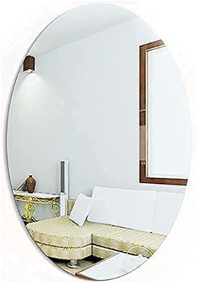 RuHaNest 20 cm Oval Shape Adhesive Mirror Sticker for Wall, Tiles Bedroom, Living Room Mirror Self Adhesive Sticker(Pack of 1)