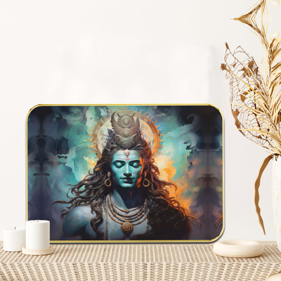 Aartify Lord Shiva Wall Decor | Meditating Mahadev Art on MDF | Spiritual Hindu God Digital Reprint 19.5 inch x 13.5 inch Painting(With Frame)