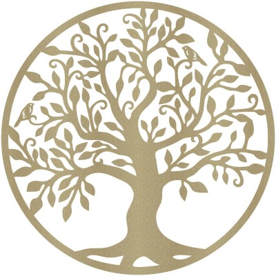 Arrthum Tree of Life Wall Decor Hanging Metal Laser Cut Wall Mount 17 x 17 Inch (Golden)(17 inch, Golden)