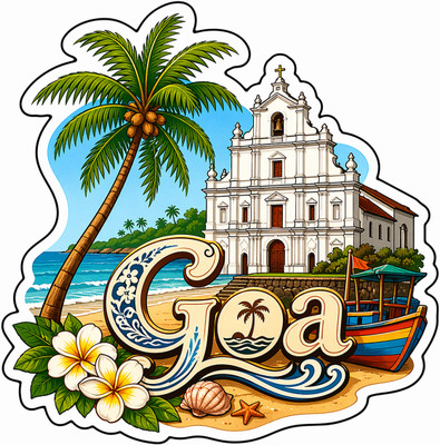 Decolyte Goa Theme Wooden Fridge Magnet Souvenir | 3x3 in Kitchen Home Decor Gift Fridge Magnet Pack of 1(Multicolor)
