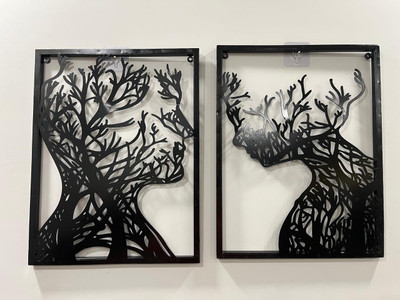 Kaarvee Decore Kaarvee Decors Beyond Imagination Mild Steel Women Shape Metal Tree Wall Hanging Pack of 2(45.7 cm X 35.5 cm, Black)