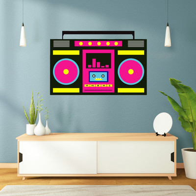 Asian Paints Wall Ons Retro Radio Vinyl Wall Sicker Medium Removable Sticker(70 cm X 45 cm, Multicolor)