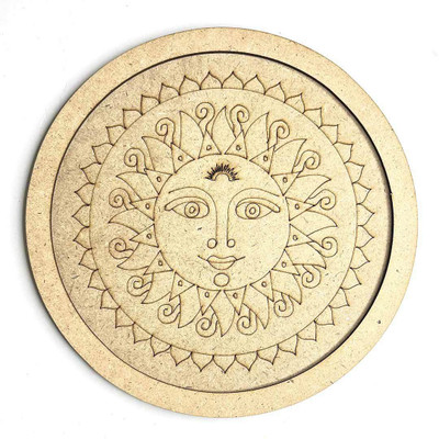 Craft Shop Chandroli MDF Engraved Design Wall Plate Base With Frame Cutout For DIY Craft(Brown)