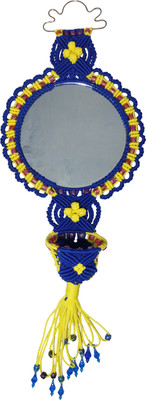 Handmade deco Handmade Macrame Boho Wall Mirror Hanging for Home Decor(Blue, Yellow)