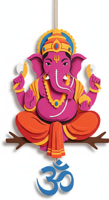 Apnagift Beautiful Lord Ganesha Wall Hangings for Wall Decoration-MDF Wood Wall Hangings Pack of 2(Green)