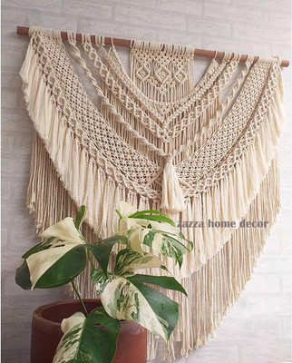 zazza home decor Macrame Wall Hanging Wedding Decor macrame Boho Wall Decor Big Fiber Art.(40 inch X 38 inch, Design - B Off white)