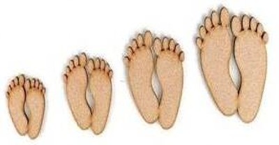 Loops n knots MDF Wooden Newborn Baby Feet Pack of 4 Pcs Size 5 /3(4 inch X 3 inch, Wooden)