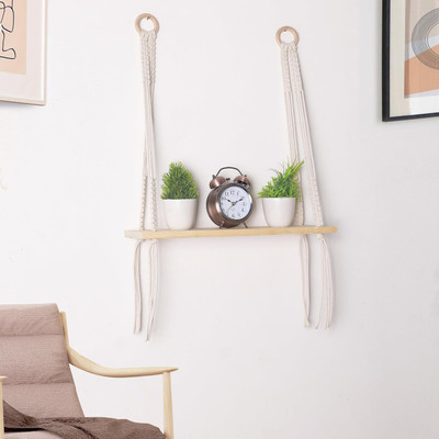 Mpire Macrame Wall Hanging Merchandise Decoration Plants Home/Living Room/Nursery(55 cm X 30 cm, Off-white)