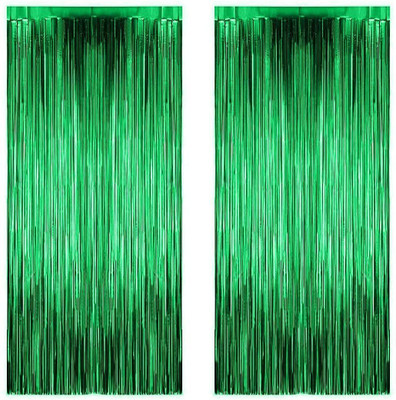 PopTheParty Green Foil Curtain for Party Decoration 6ft x 3ft Size Pack of 2(Green)