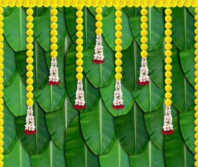 WINNSUN Banana Leaf Decorative Backdrop Curtains Altar Cloth(90 inch X 60 inch, Green)