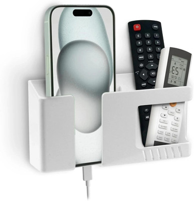 Brazilian Multifunctional Wall Mounted Mobile Holder with Remote Control Storage(White)