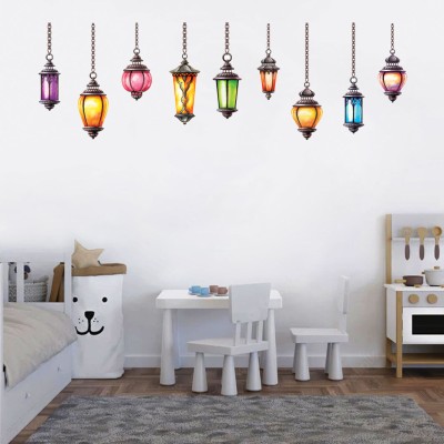 WALL STICKS 150 cm Traditional - Hanging Lanterns - Colorful -Wallsticker - WS457A Self Adhesive Sticker(Pack of 1)