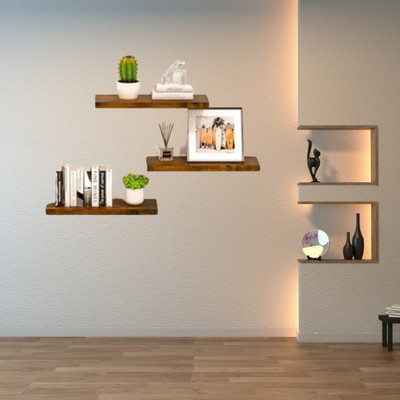 Vinayak Modern Wall Shelves for Home & Office Décor (3 Shelves)(Brown)