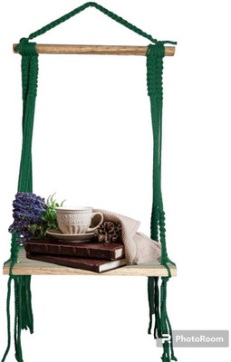 Aain Macrame Indoor Wall Hanging Shelf Chic Decor Wood Floating Boho Shelves(Off White)