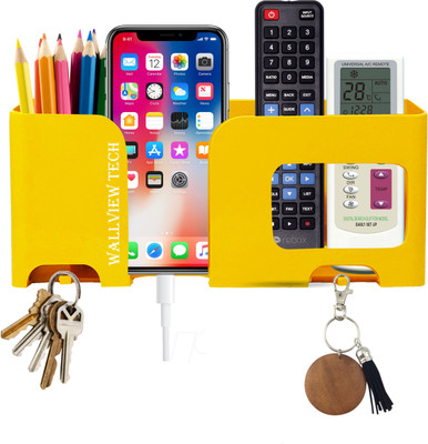 Brazilian Multi-Purpose Wall Mount Smartphone . AC TV Remote and Key Chain Hanging(Yellow)