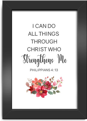 ELBEN CREATIVES I can do all things through Christ - Philippians 4:13 /Bible Verse Frame(13.7 inch X 9.7 inch, Red Floral (Small))