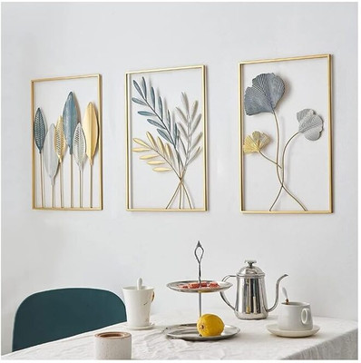 Brassz Design Studio Metal Leaf Wall Decor Set Modern Minimalist Abstract Line Wall Art(Multicolor)