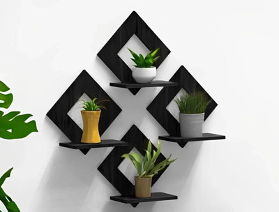 KV Art Kite Combo Eight Set Black Frame Home Décor MDF Wooden Wall Hanger for Bed Room(7 inch X 7 inch, Black)