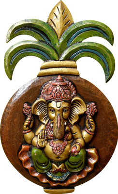 sonia fab Wooden Ganesh Kalash Wall Painting(Multicolor)