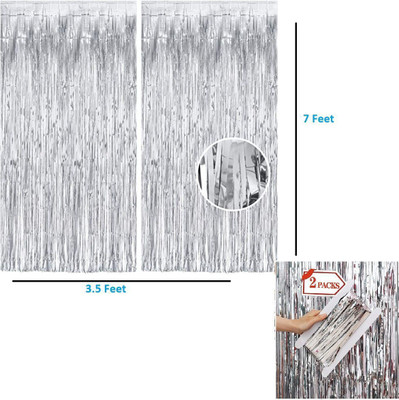 Kaliram & Sons 2 PCS BIRTHDAY FRING BALLOON KIT WALL HANGING DECORATION (Silver) Pack of 2(Silver)