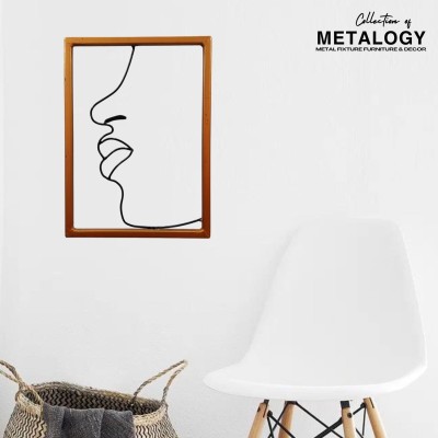 Metalogy Bronze Elegance: Metal Girl Face Contemporary Wire Sculpture Bronze Frame(16.5 inch X 12 inch, Black and Bronze)