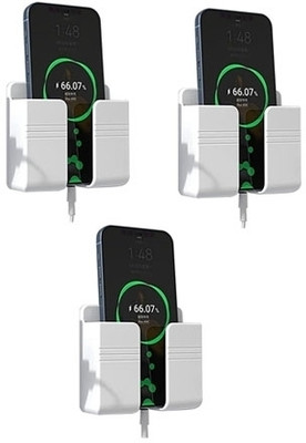 Brazilian Wall Mounted Stand Phone Holder Mobile Wall Mount for charging (pack of 3pcs)(White)