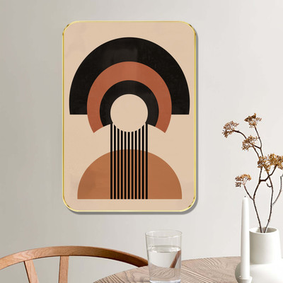 Aartify Geometric Arch Abstract Wall Decor Minimalist Framed Print in Black, Terracotta Digital Reprint 19.5 inch x 13.5 inch Painting(With Frame)