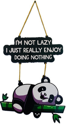 BookYourGift I'm not Lazy, I Just really enjoy doing nothing/ Lazy Panda Quirky wall hanging(11.5 inch X 11.5 inch, Multicolor)