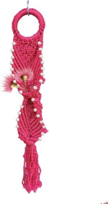 OnlineCraft Gorgeous and unique design macrame wall hanging item(19 inch X 4 inch, Pink)