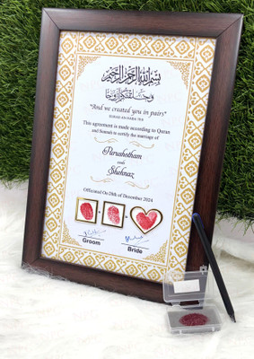 NEW PRINT CREATIONS Nikah Certificate | 34 CM *24 CM | Couple Thumb Print | Customized Text(24 cm X 34 cm, Multicolor)