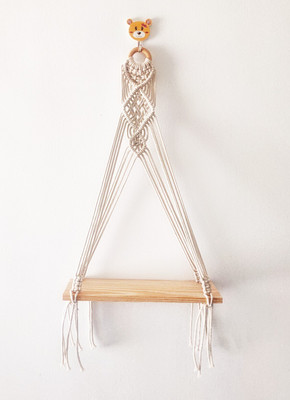 Aain Gullak Macrame Wall Hanging Shelf Decor Hnadicraft(30 inch, Off White)