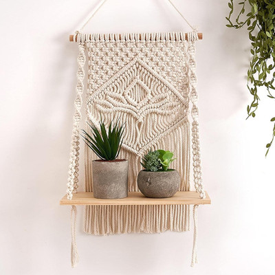 TIMJO Macrame Plant Hangers Indoor Outdoor Wall Planter Decorative Flower Pot Holder(27 inch X 12 inch, OFF WHITE)