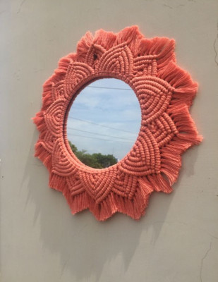 Handcrafted Red__12 Decorative Mirror(Round)