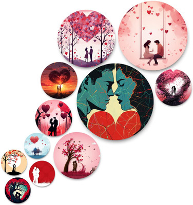 MANCHII Set of 11 Designer MDF Wooden Wall Hanging for Home Decoration |Bedroom (Love) Pack of 11(10 inch X 10 inch, multi10)